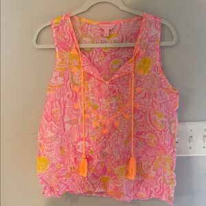 Pink and Yellow Sleeveless Top